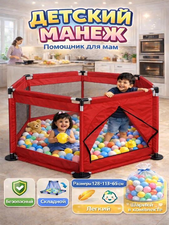 Детский манеж складной, игровой - 