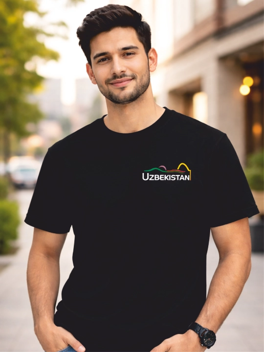 Футболки мужские, 100% хлопок, с принтом логотипа Uzbekistan Travel