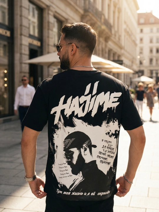 Erkaklar uchun qisqa yengli unisex oversayz futbolka, naqshli, yoz uchun, MiyaGi Hajime