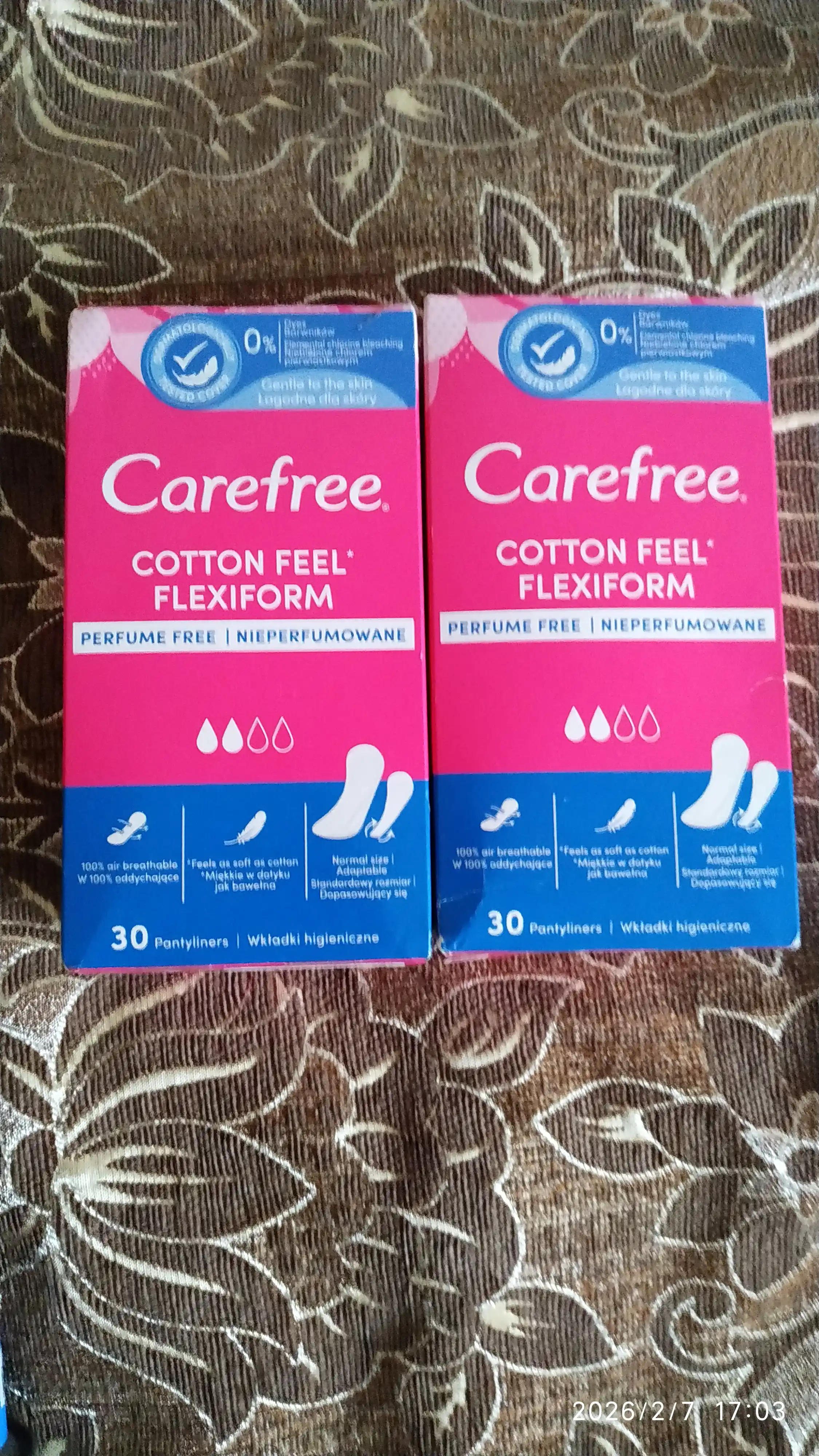 Прокладки Carefree FlexiForm, воздухопроницаемые, 30 шт