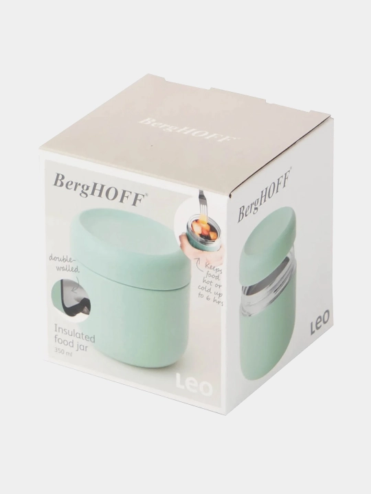 Термос BergHOFF Leo, пищевой, нержавеющая сталь, герметичный, мятный, 350 мл