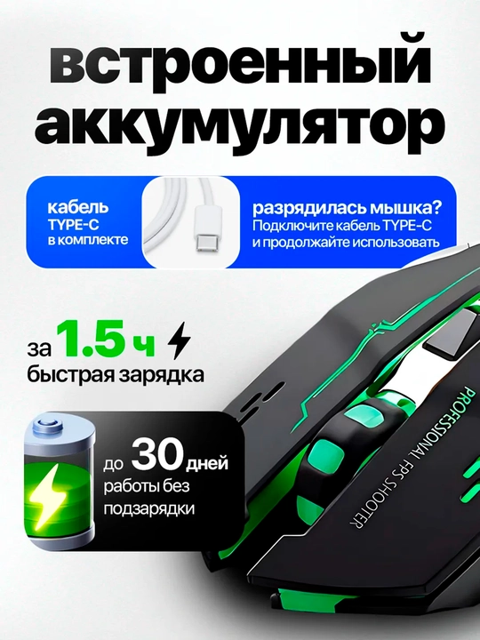 Noutbuk va kompyuter uchun simsiz o‘yin sichqonchasi