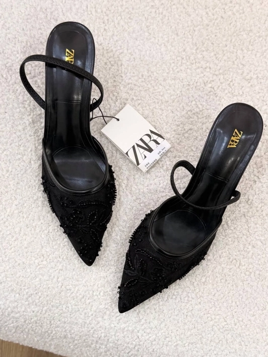 Элегантные женские туфли ZARA на каблуке 6 см с бусинами, Турция, размер в размер - 