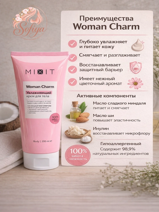 MIXIT Woman charm moisturizing body питательный и увлажняющий крем для тела - 