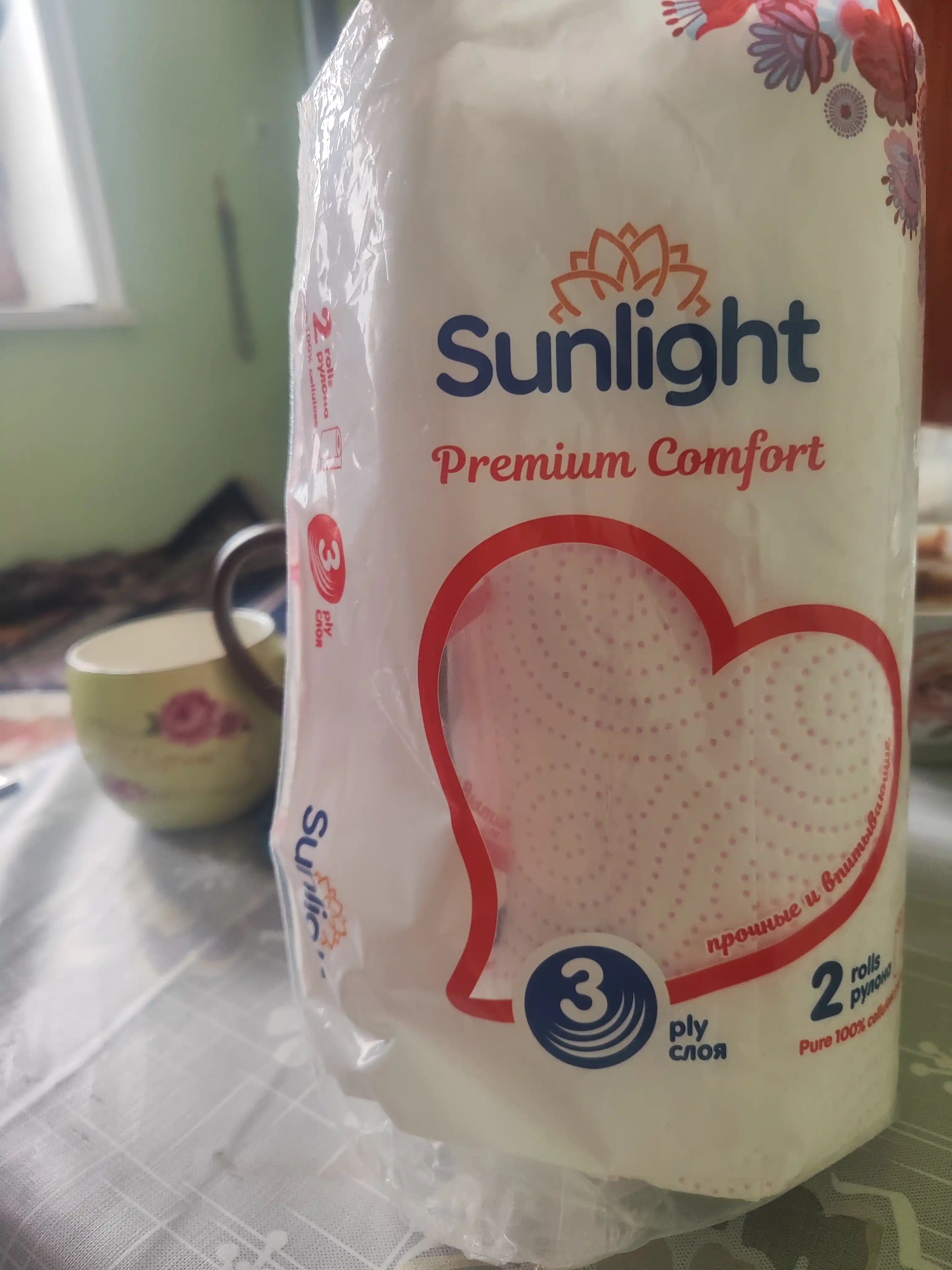 Qog'oz sochiqlar Sunlight Premium comfort, atirgul xushbo'yligi 3 qatlamli, 2 rulon