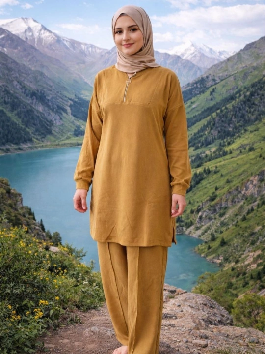 Ayollar uchun uy kiyimi (ko'ylak + shim) - 