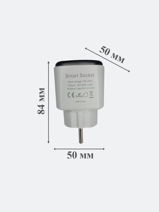 Aqlli Wi-Fi rozetka 16A / 3520 Vt — elektr sarfini hisoblash, taymer va himoya bilan