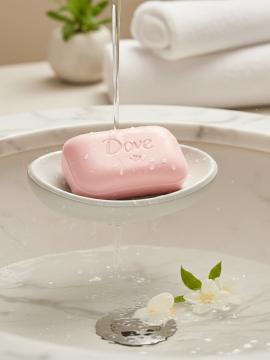 Sovun, Dove Pink, krem-sovun, namlovchi, 1/4 krem, sulfatsiz, sezgir teri, BAA