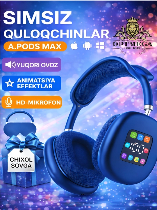 Беспроводные наушники P9 Bluetooth с экраном, микрофон, басс, поддержка SD и AUX OPTMEGA