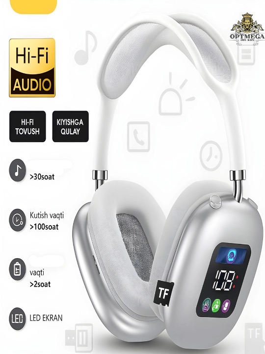 Беспроводные наушники P9 Bluetooth с экраном, микрофон, басс, поддержка SD и AUX OPTMEGA