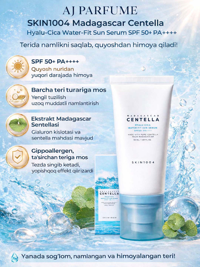 Centella bilan yuz uchun quyoshdan himoyalovchi krem, SPF 50+, PA++++ - 