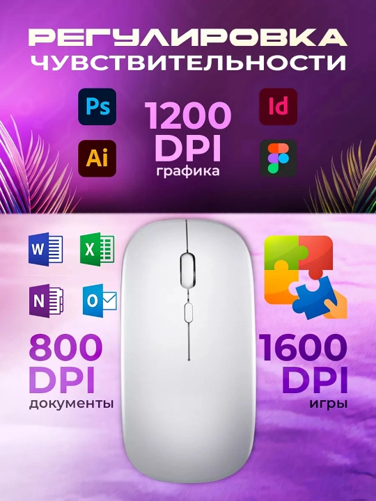 Simsiz kompyuter sichqonchasi, RGB yorug'lik bilan,