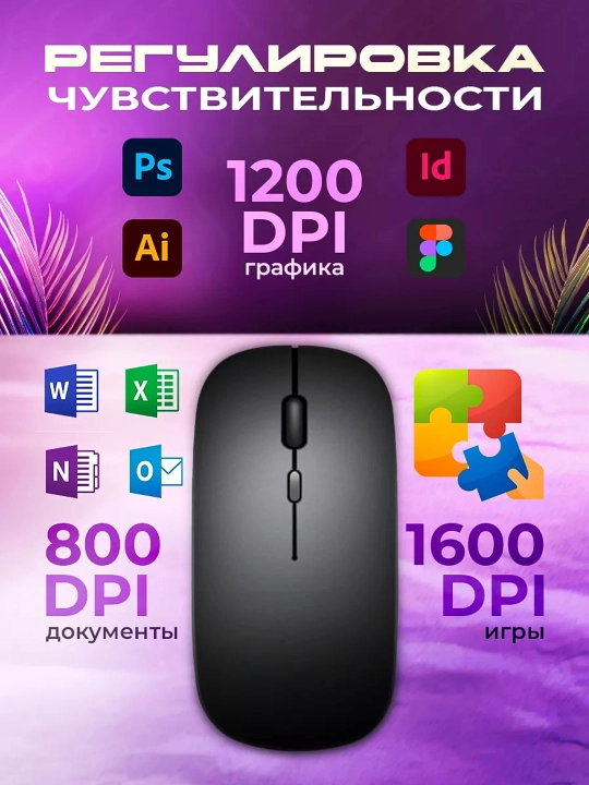 Simsiz kompyuter sichqonchasi, RGB yorug'lik bilan,
