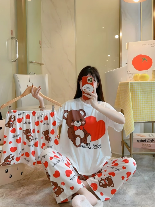 Ayollar va qizlar uchun 3 tasi 1 da pijama - 