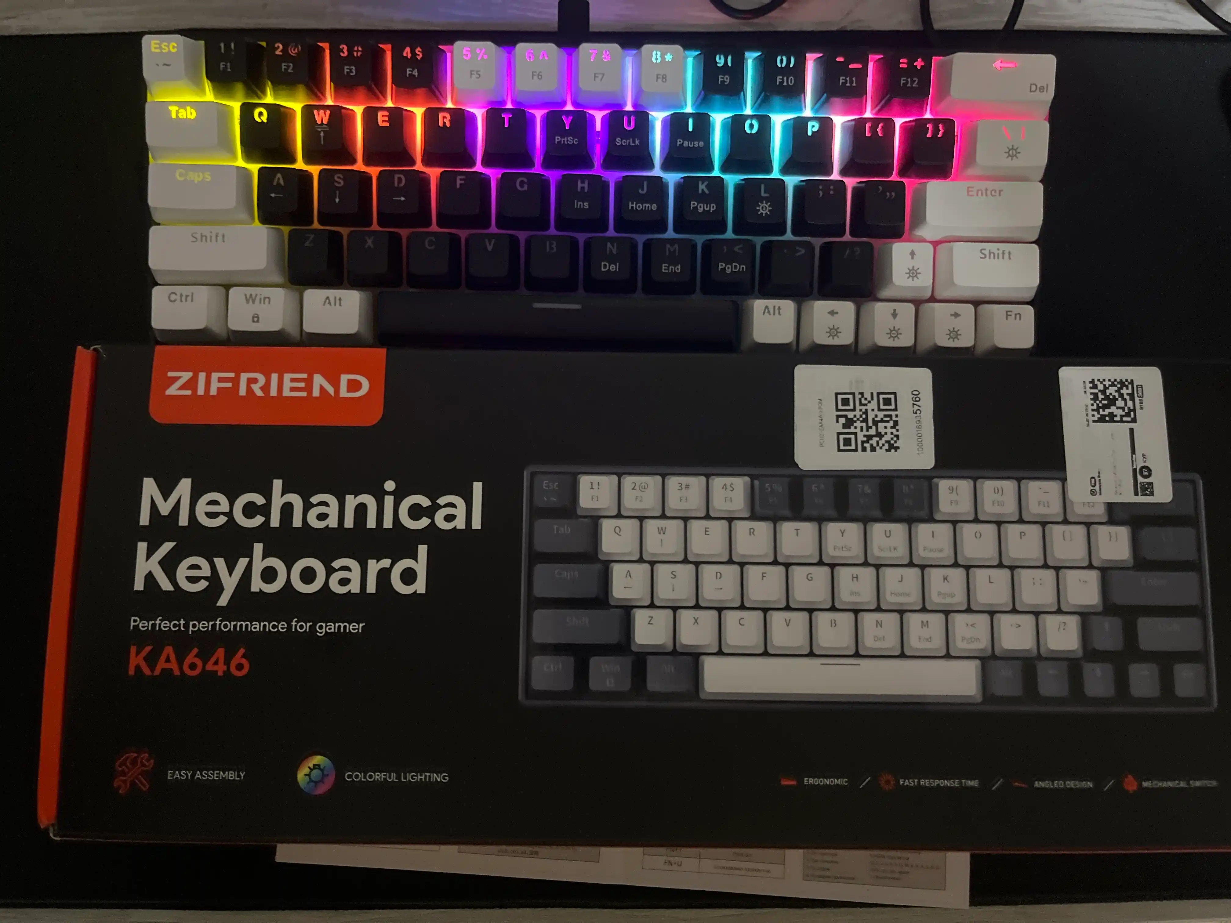 Zifrind Rgb mexanik o‘yin klaviaturasi, 98 ta o‘yin tugmasi va multimedia bilan yoritilgan