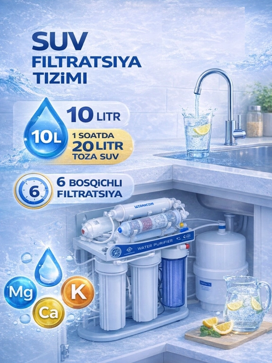 6-ступенчатая система очистки воды, фильтр обратного осмоса - 
