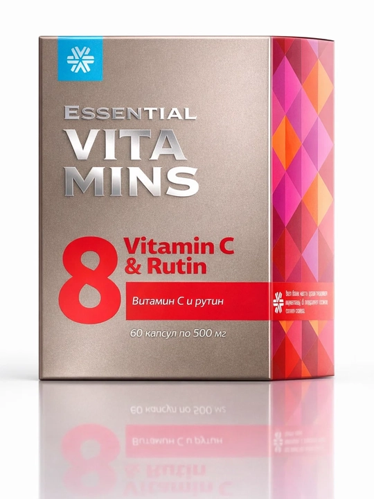 Essential Vitamins C vitamini va Rutin immunitet va qon tomirlar uchun 60 kapsula 500 mg 