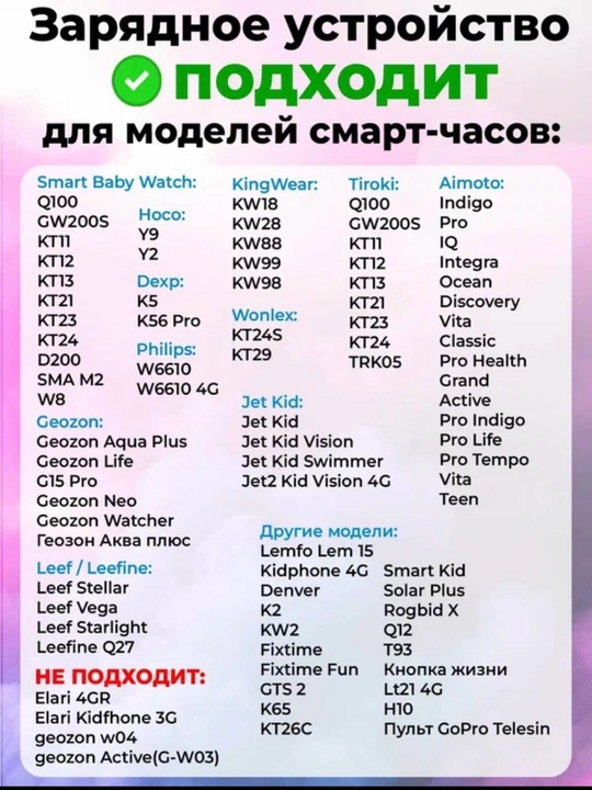 Зарядка детских часов, магнитная, универсальный кабель