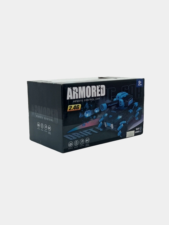 Radio orqali boshqariladigan yo‘ltanlamas tank Armored 1:12, drift va otish, 2.4G