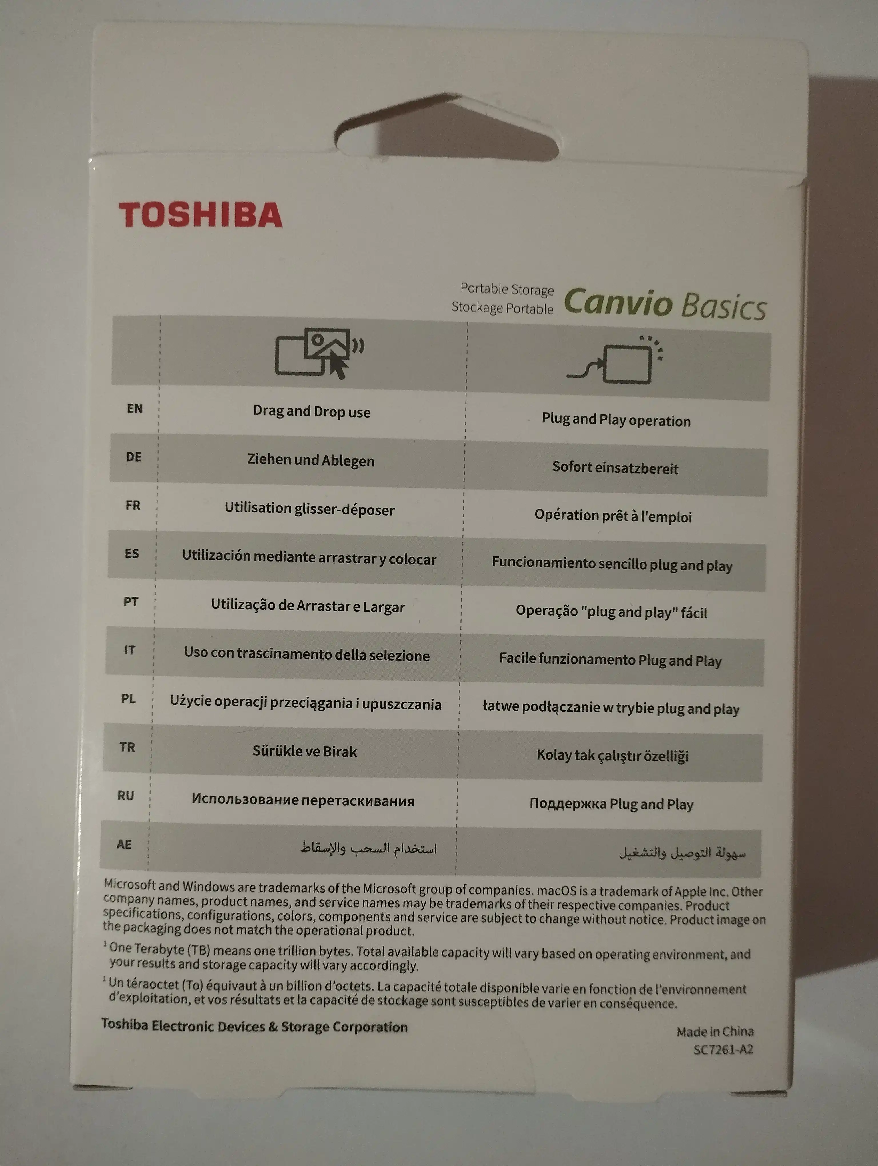 Tashqi portativ hard disk Toshiba, HDD, 1TB, 2TB, USB 3.2