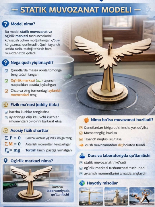 Muvozanatda turuvchi qush (DIY konstruktor)