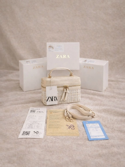 Женская сумка в стиле Zara. Crossbody — модель, которую носят через плечо — MUNSUMK-ZARA901-КРЕМОВ