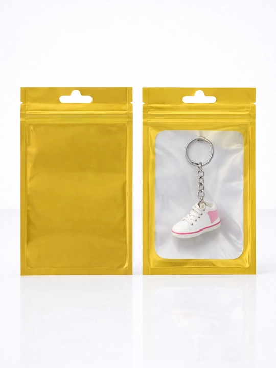 Zip-lock пакеты с окошком, 8*13 см, металлизированный, с застежкой, 20 шт - 