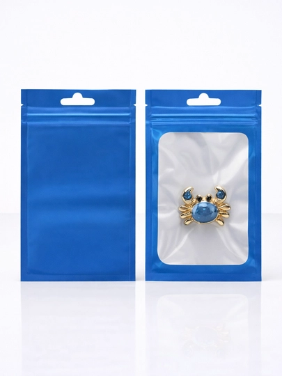 Zip-lock пакеты с окошком, 8*13 см, металлизированный, с застежкой, 20 шт - 