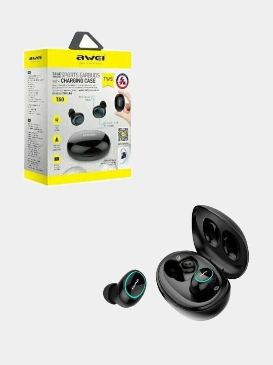 Наушники беспроводные Awei T60 Bluetooth 5.4 вкладыши черные