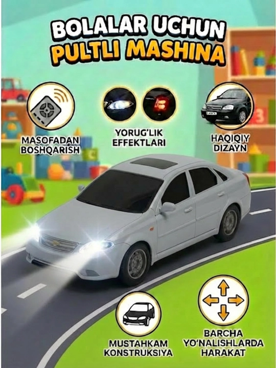 Bolalar uchun pultli poyga mashinasi, Gentra, masofadan boshqariladigan pulti bilan birga - 