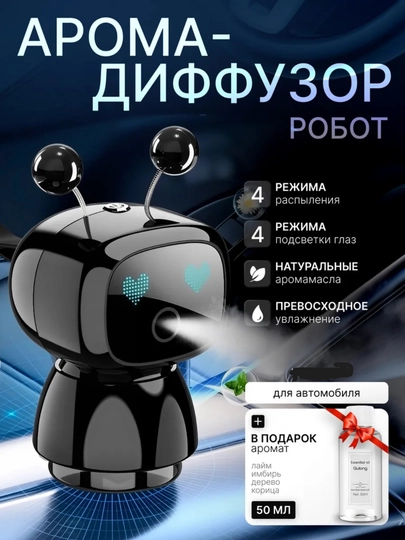 Робот ароматизатор для машины, автомобильный освежитель воздуха аромат — MISSMOH-AVTO-ХАКИ