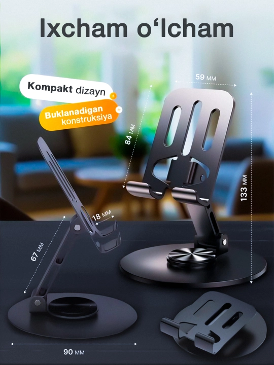 Telefon va planshet,avtomobil uchun podstavka,ushlagich,holder,360 aylanadigan tutqich