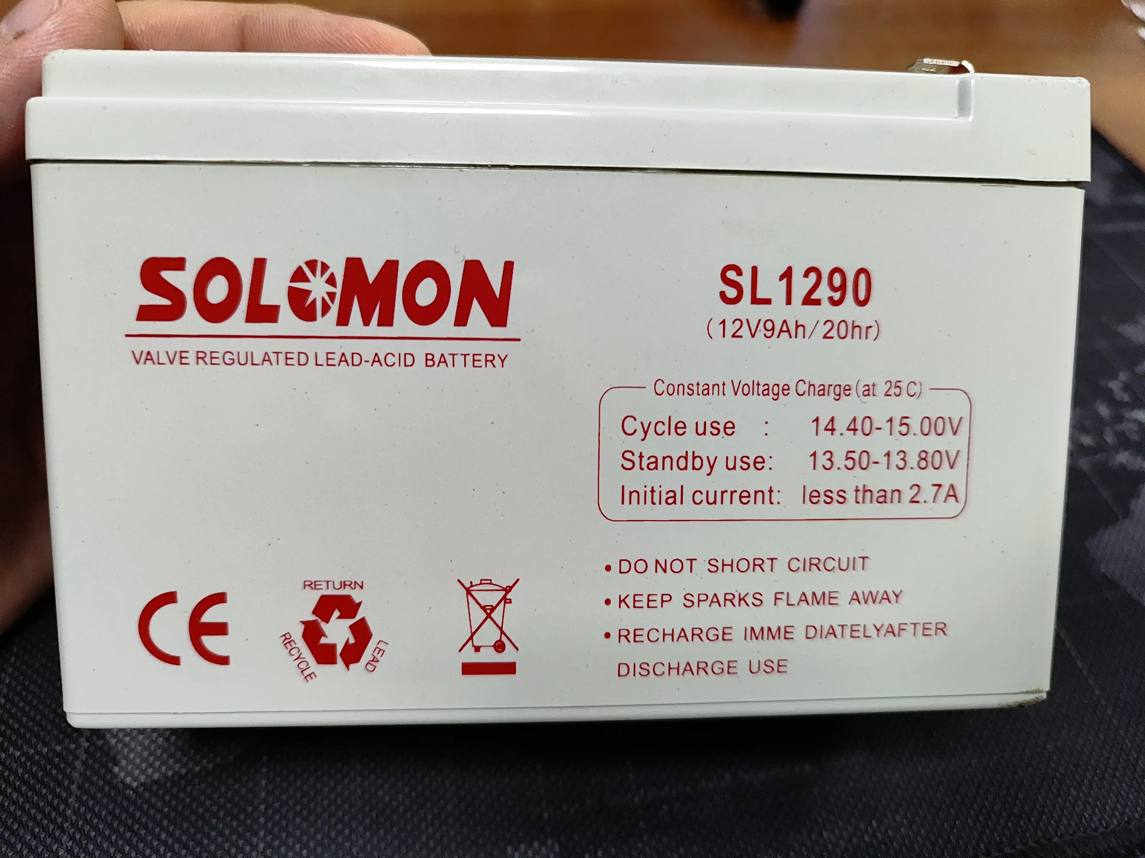 Akumulyator batareya 12V 9A SOLOMON UPS, signalizatsiya va videokuzatuv uchun