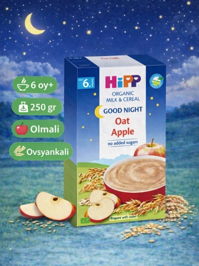HIPP Good Night детская молочная каша овсяная c яблоком 250 гр с 6 месяцев — ДЕТПИТ-OATAPPL