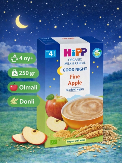 HIPP Good Night Apple детская молочная каша c яблоком, 250 гр, с 4 месяцев - 