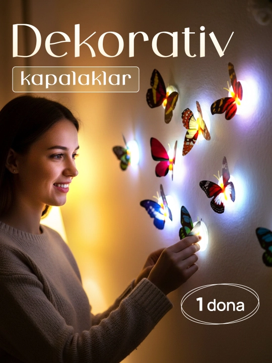 Настенная 3D LED бабочка — светящаяся декоративная наклейка-ночник для дома