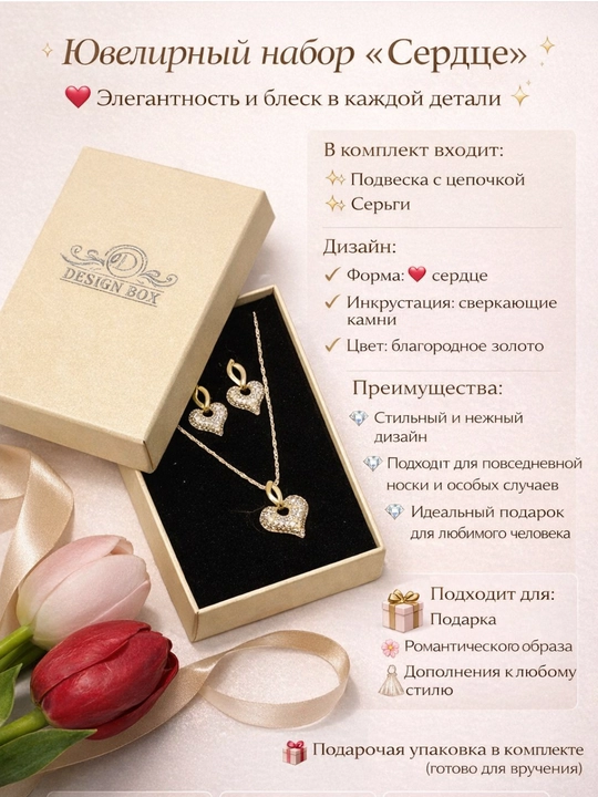 Украшения набор серебро цирконий нежный дизайн, подарка дочке серьги цепочка колца - 
