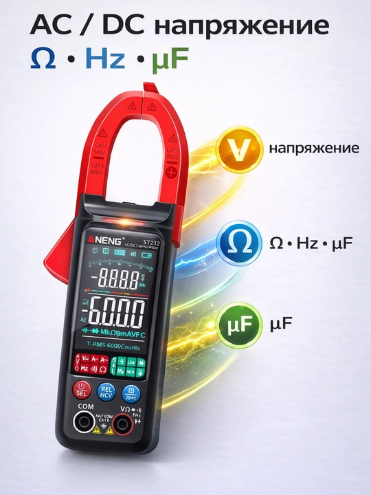Клещевой цифровой мультиметр ANENG ST212 (True RMS, NCV)