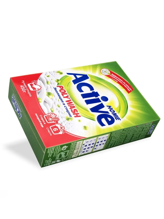 Active Poly Wash kir yuvish kukuni, dog‘ni ketkazuvchi, oqartirish effekti, qo‘lda, 450 g