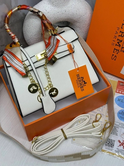 Женская сумка через плечо HERMES, повседневная, деловая, вместительная, с коробкой — BAGAZIZ-ERMES2-БЕЛЫЙ-25/19SM