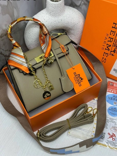 Женская сумка через плечо HERMES, повседневная, деловая, вместительная, с коробкой — BAGAZIZ-ERMES2-БЕЖМЕЛ-25/19SM