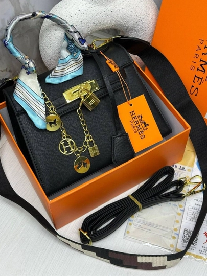 Женская сумка через плечо HERMES, повседневная, деловая, вместительная, с коробкой — BAGAZIZ-ERMES2-ЧЕРН-22/15SM