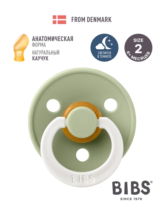Пустышка латексная ночная BIBS Colour GLOW Anatomical (6+) - 