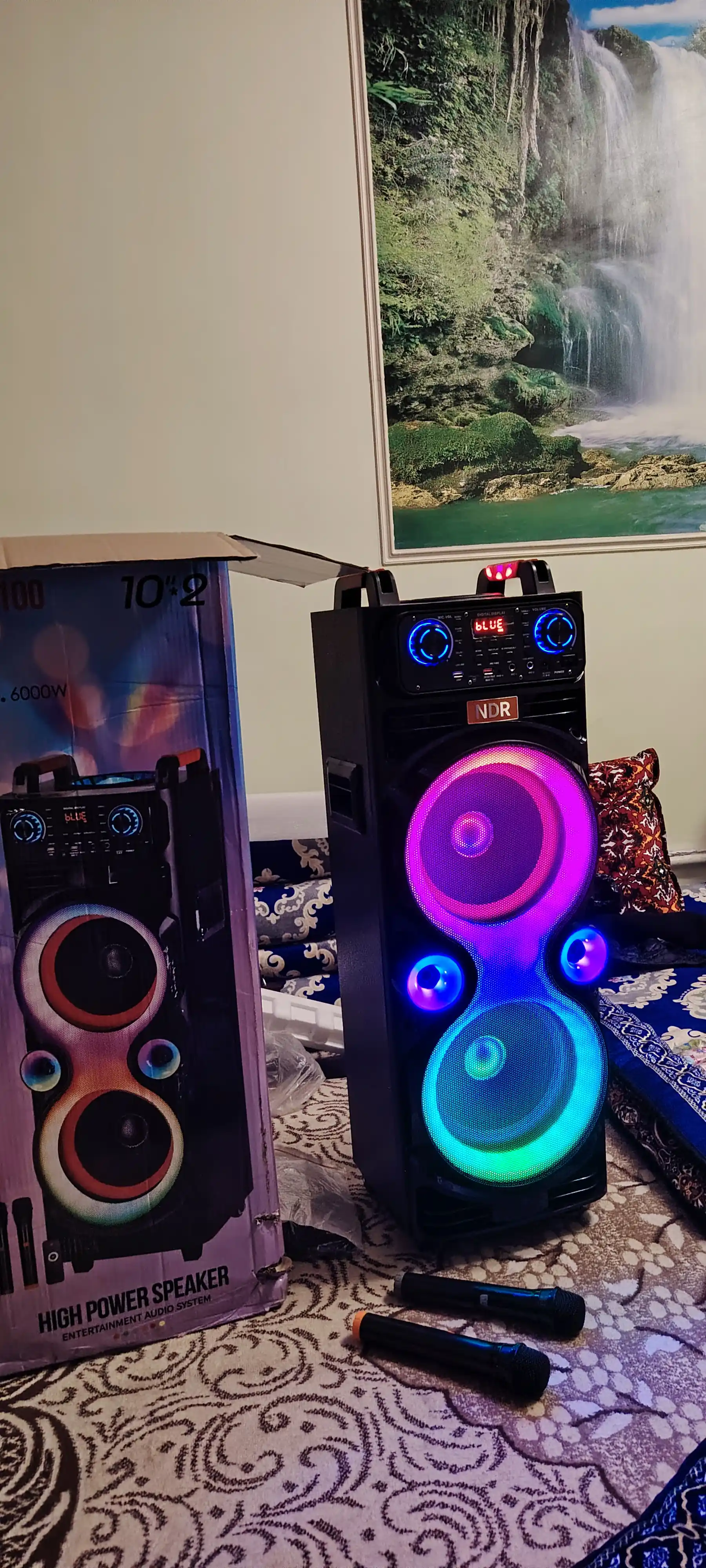 Portativ simsiz kolonka NDR 1100 va JQS 9033, RGB yoritgichli, karaoke, Bluetooth