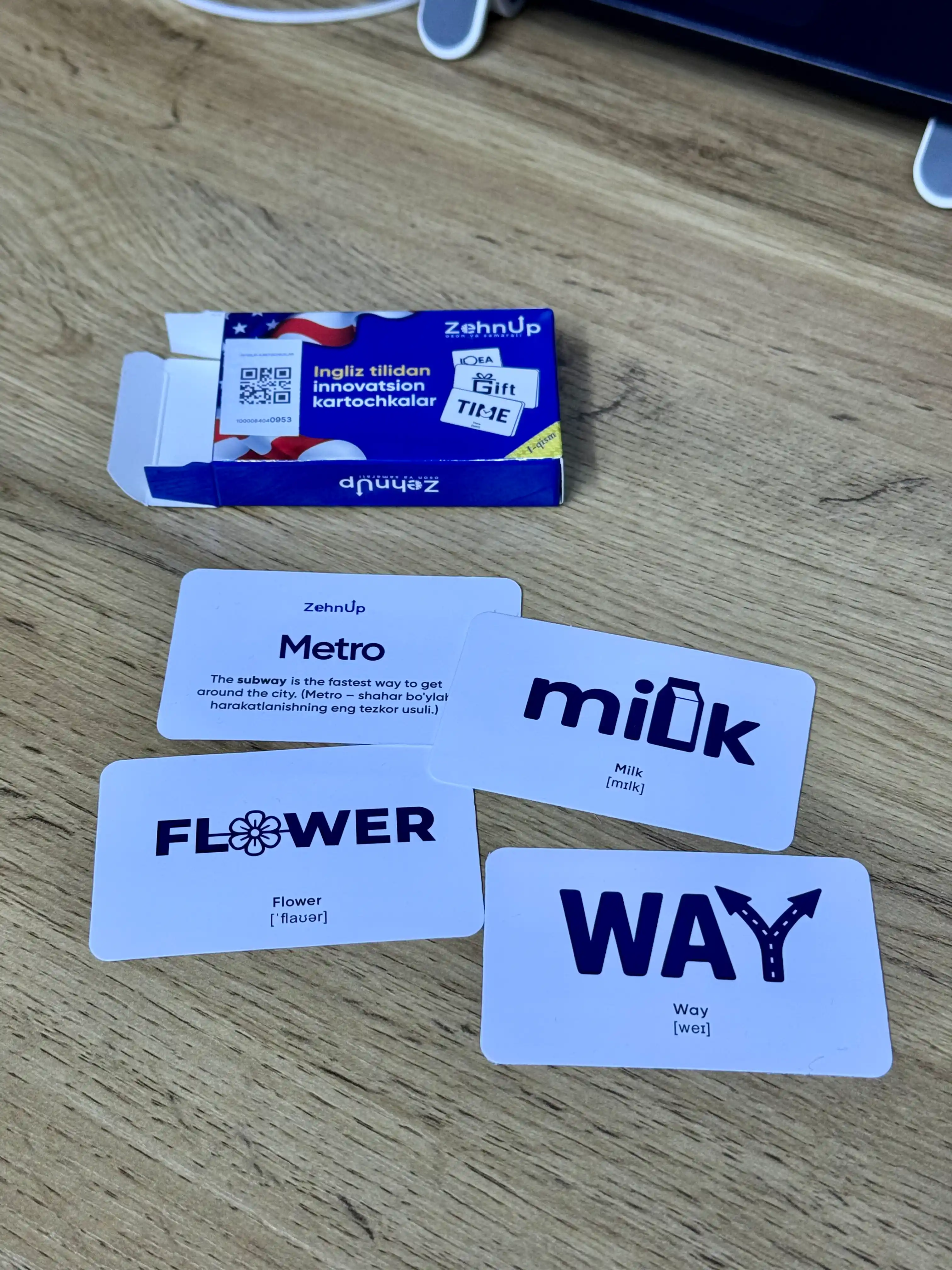 ZehnUP: Ingliz tili so‘zlarini yodlash uchun innovatsion flashcards, 1-qism