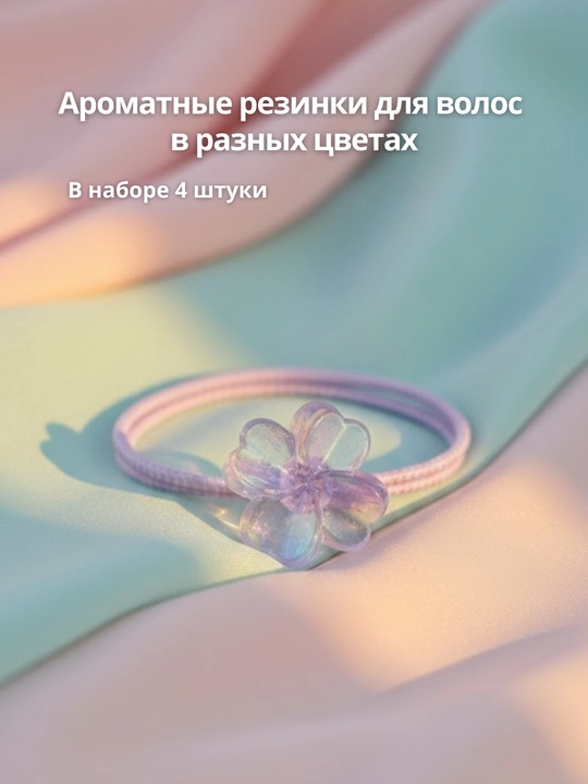 Xushbo‘y hidli soch rezinkasi har xil ranglarda, to'plamda 4 dona