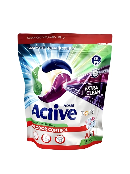 Капсулы для стирки Active Pods универсальные, против пятен и запаха, 15 шт