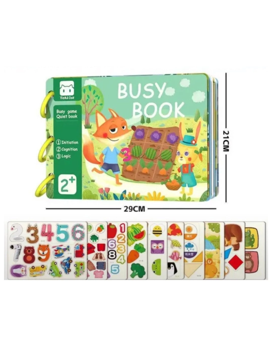 Развивающая книга для детей, Busy Book, английский язык, 30 страниц, 182 детали, 2+