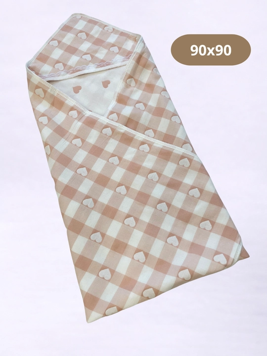 Конверт для новорождённых хлопковый, 90×90, с сердечками