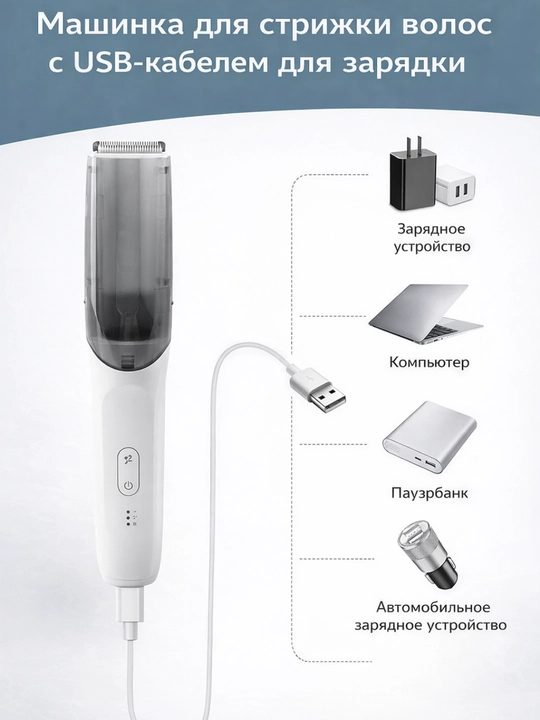 Машинка для стрижки детей, бесшумная, с контейнером для волос, USB зарядка,детский триммер